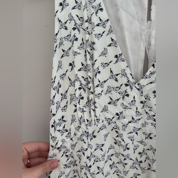 Free People | White and Blue Bird Pattern Mini Dress - Picture 3 of 8